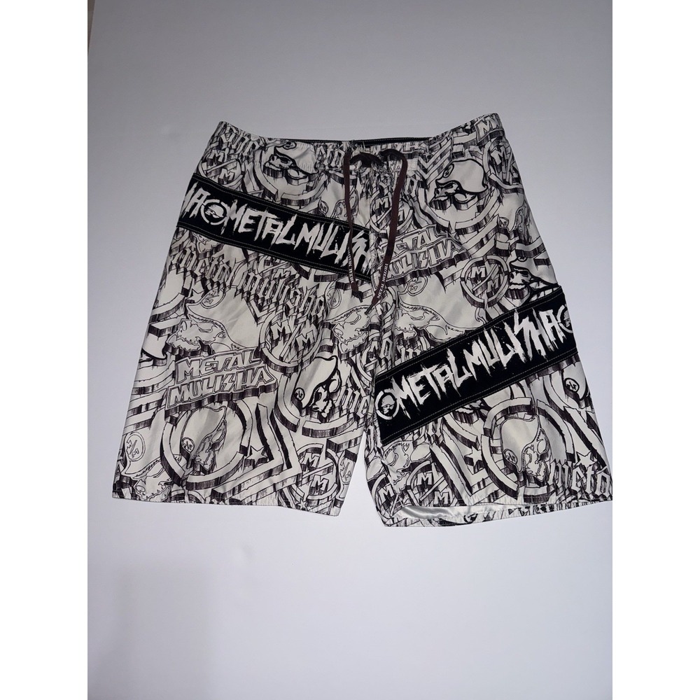 Metal Mulisha Rockstar Energy Board Shorts Mens 36 Skull Y2K Motocross White